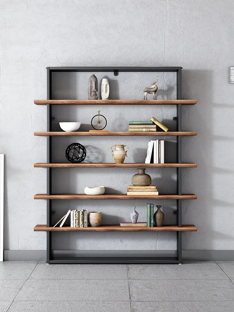 

Custom loft industrial style wrought iron solid wood partition bookshelf shelves floor-to-ceiling living room, office storage