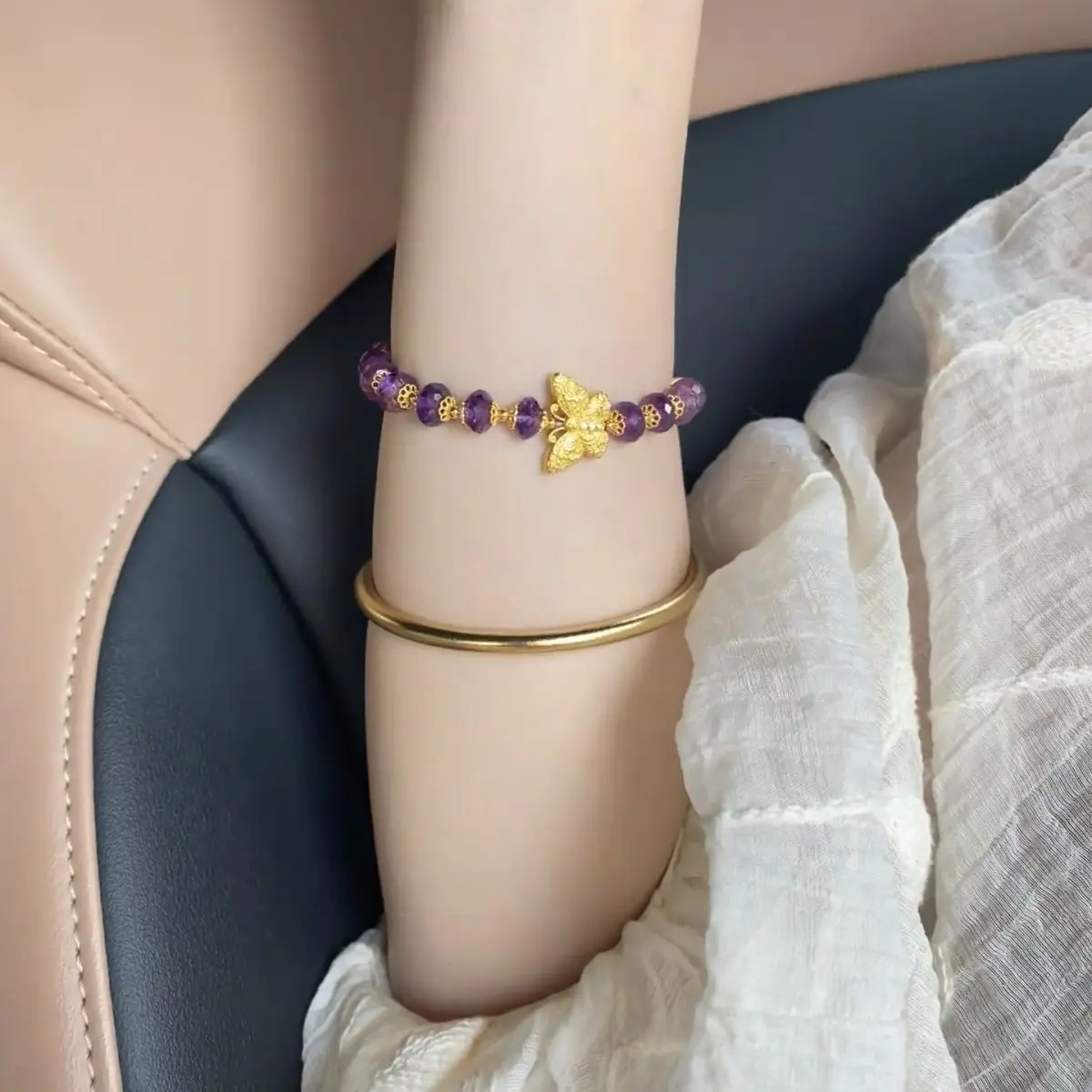 

6 м бабочка фиолетовый кристалл браслет женский новый стиль счастливые бусины подарок на день рождения для друзей