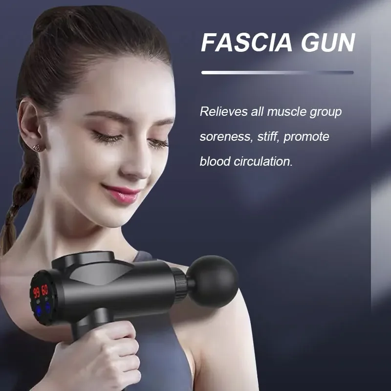 Electric Massage Gun LCD Display 30-speed Deep Tissue Percussion Muscle Massager To Relieve Pain Relax and Shape Fascia Gun