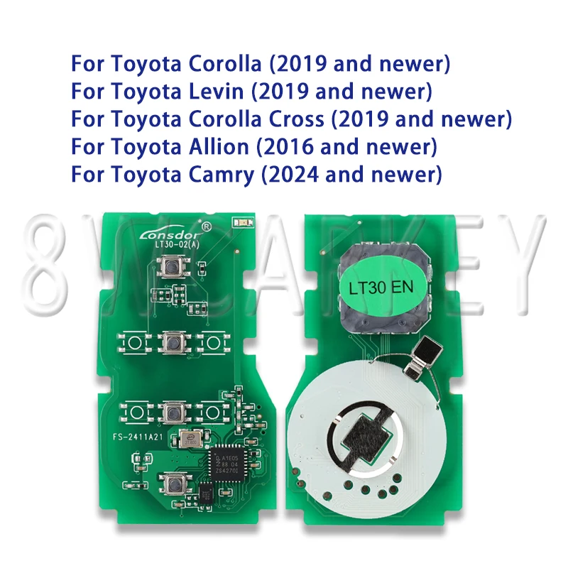 LT30-02 PCB Lonsdor Kunci Mobil Remote Universal untuk Toyota Corolla Levin Allion Camry Bekerja dengan KH100 + K518 Seri 312.09/314.35MHz