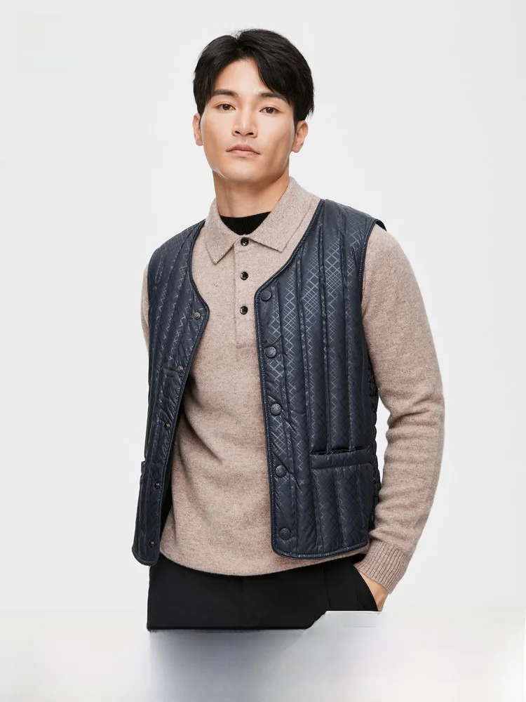 

Snow Flying 2026 Spring New Style V-Neck Button down Men's down Vest Business Casual Warm Inner Wear Polyester Fiber Duck down