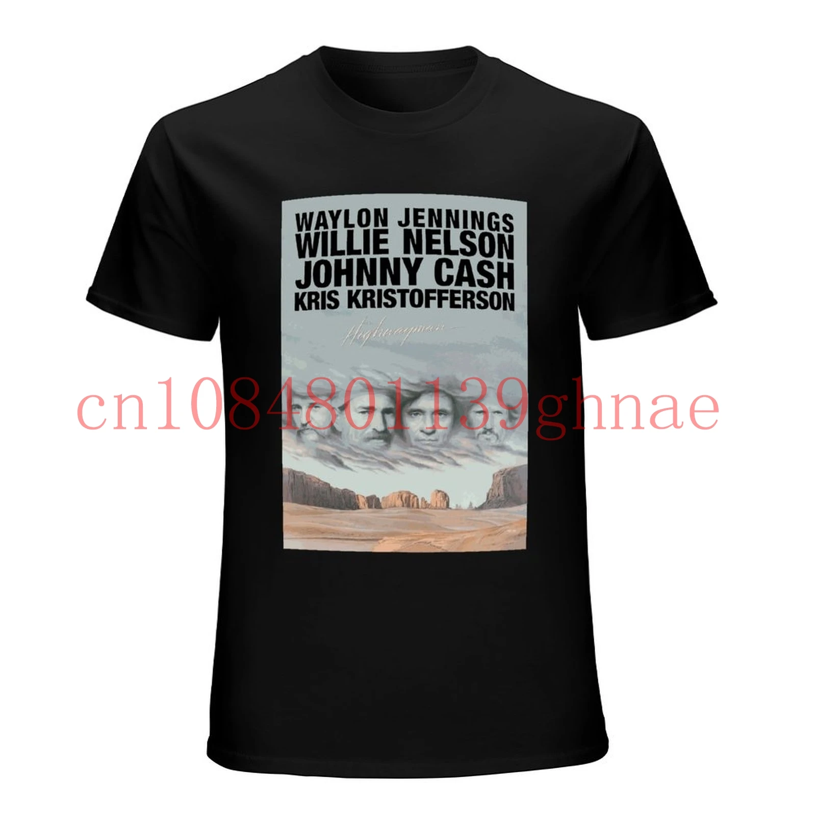 تي شيرت موسيقى الريف من هاي واي مان. جوني كاش ويلي نيلسون كريس كريستوفرسون وايلون جينغز. رجل الطريق السريع #1