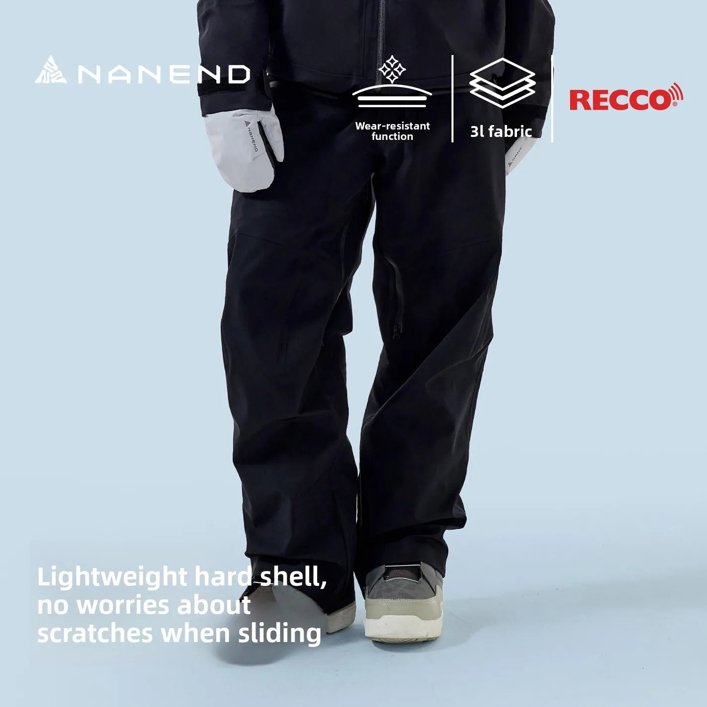 กางเกงสกี Nanend [Skyline LITE] 3L แบบแข็ง สำหรับมืออาชีพ กันน้ำ สำหรับผู้ชายและผู้หญิง