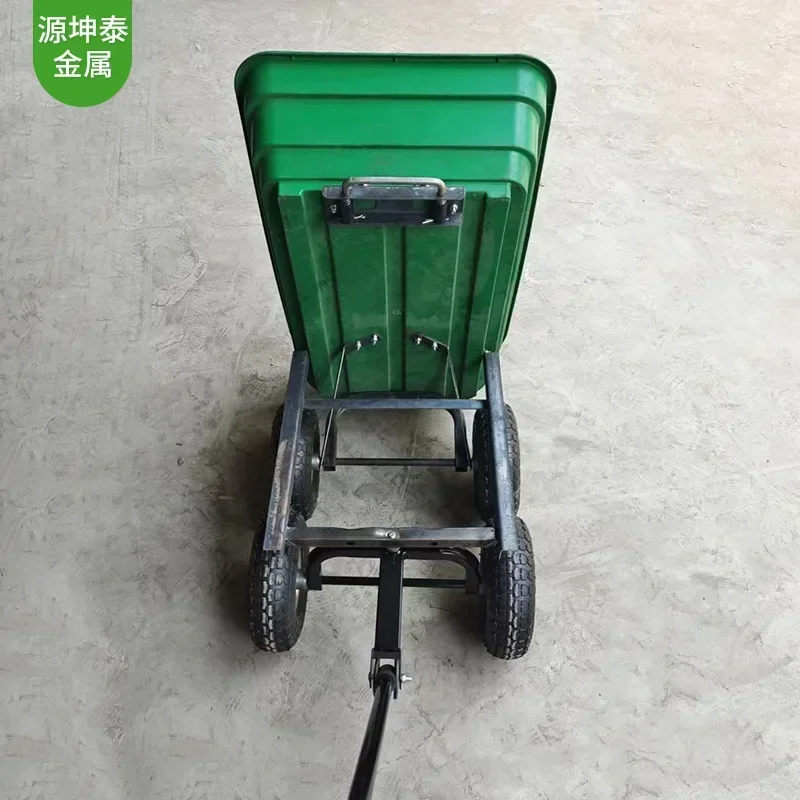 210kg Lawn Garden Handing Tools Utility Cart Farm Wagon Trolleys Plastic Four-wheel Trailer Tipper Small Stall Cargo Carrier