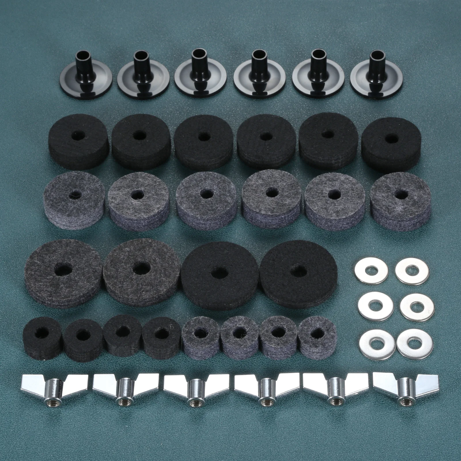 21 Pcs/set Cymbal Felts Hi-Hat Clutch Felt Hi Hat Cup Felt Cymbal Stand Sleeves with Base Wing Nuts and Cymbal Washer for Drum