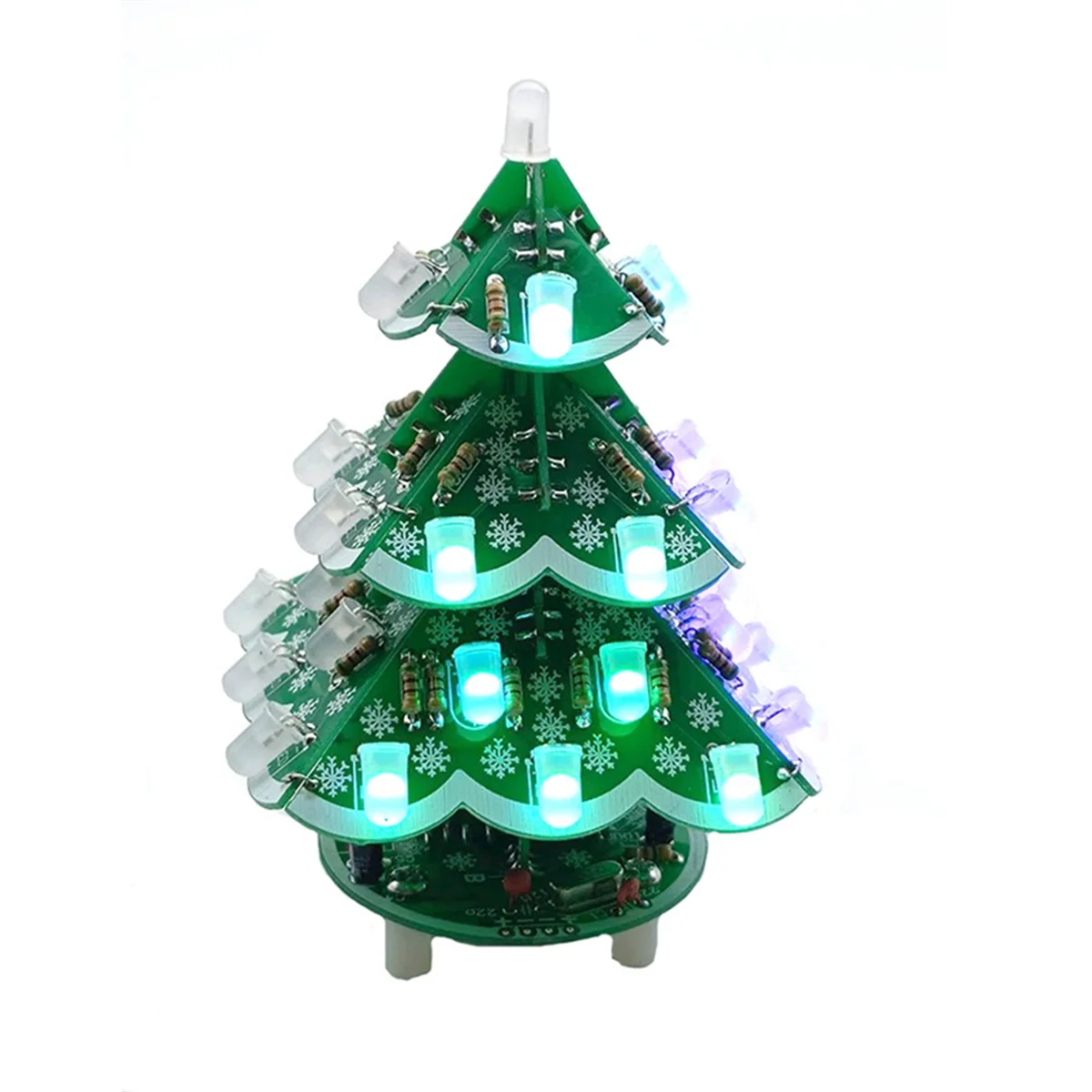 T85C 3D Stereo Christmas Tree LED DIY Kit Red/Green/Yellow LED Flash Circuit Kit for Electronics Soldering Practice Learning