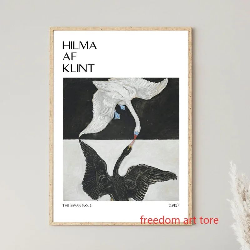 Vintage Hilma Af Klint The Swan No 1 Exhibition Art Poster Canvas Painting Wall Prints Picture for Living Room Home Decor