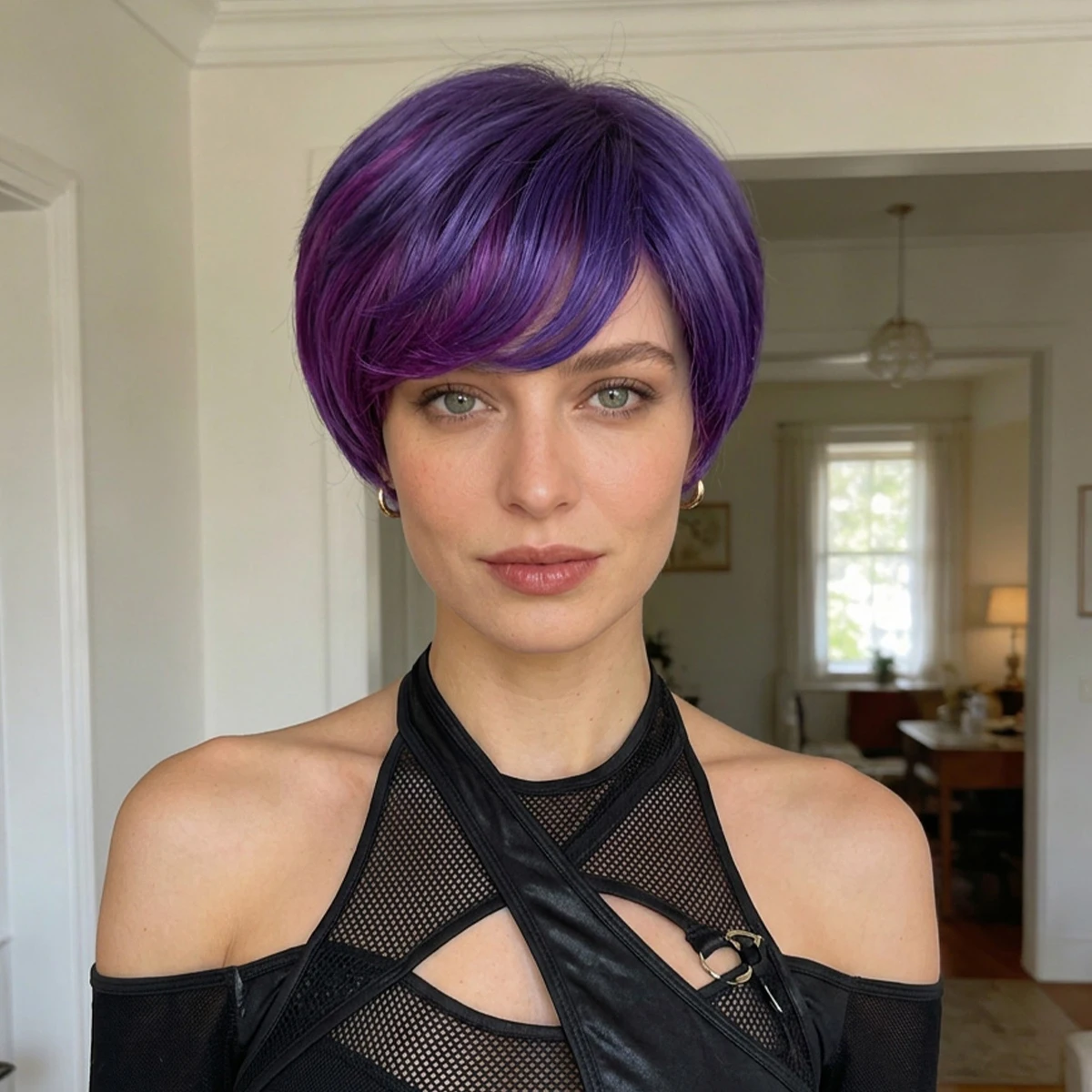 

Новый 10-дюймовый синтетический кудрявый парик, короткий фиолетовый парик, подходит для вечеринок, Рождества, Хэллоуина, музыкальных фестивалей, свадебных торжеств