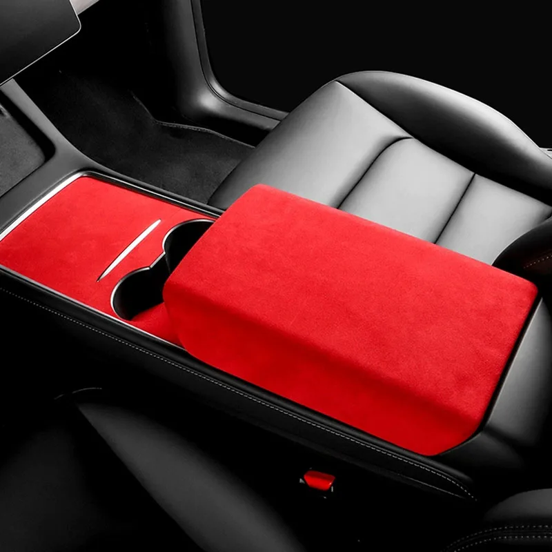 

For Tesla Model 3 Model Y 2023 2022 2021 2020 2019 TOP Suede Rear Armrest Box Lid Sheath Shell Cover Back Air Vent Anti-kick Mat