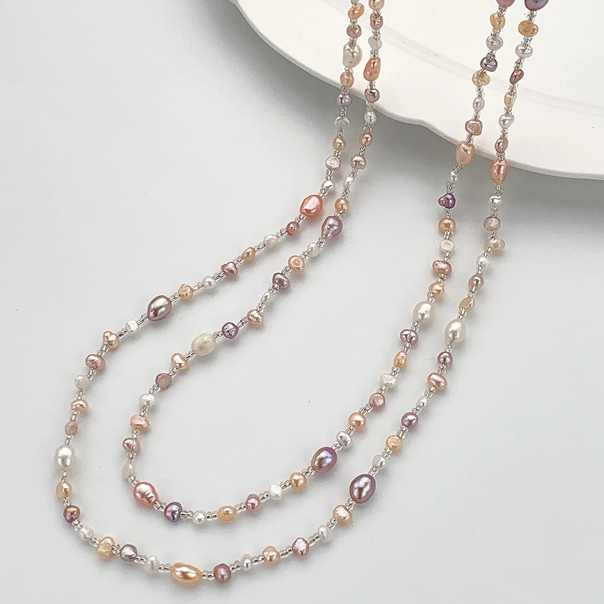 天然淡水真珠のネックレスバロック不規則なカラフルなセーターチェーン女性のためのジュエリーアクセサリーデイリーギフト 160 センチメートル