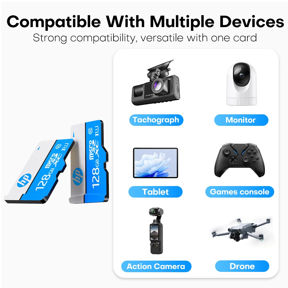 HP 32GB 64GB 128GB MicroSD Flash Memory Card 4K High Speed SD Card Class10 Flash Memory Card for Driving Recorder Camera Phone