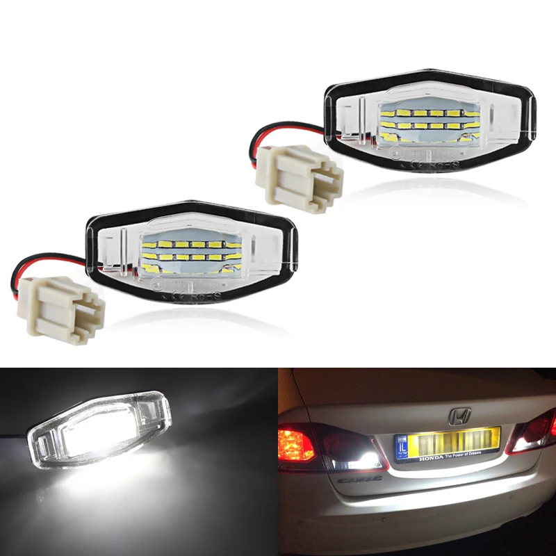 Para Honda Accord 2003 ~ 2012, City MK4 2002-2008,MR-V/Pilot 2003-2008,Civic Odyssey LED número lámpara de luz de matrícula blanca 2 uds