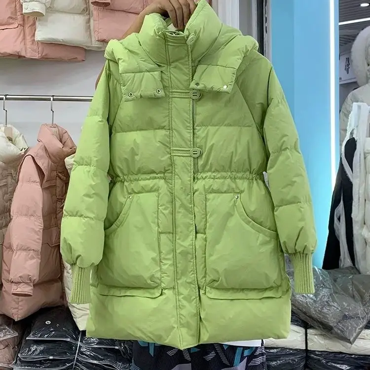 Down Model Popular 2026 New Girls College Style Winter White Duck Down Thickened Hooded Outer Wear