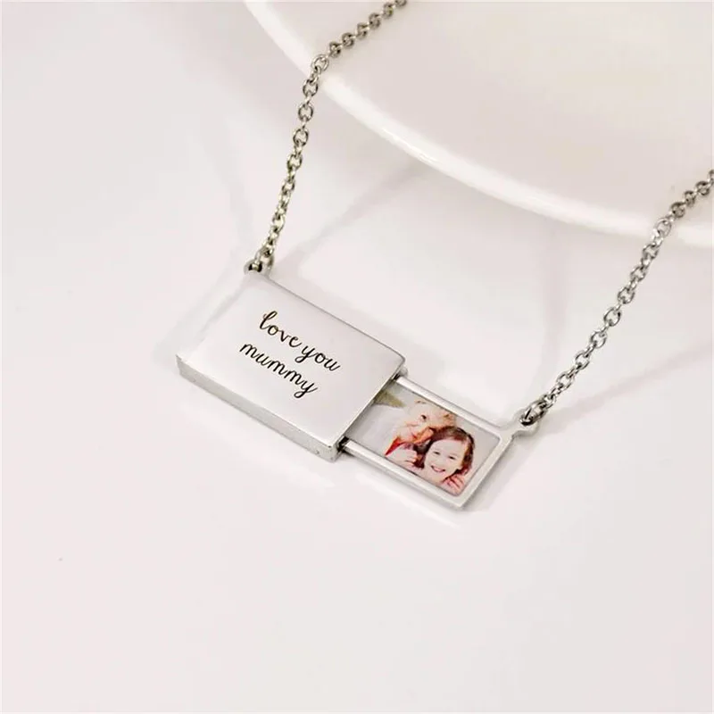 Customize Laser Marking Students Address Chunky Necklace Price BFF Vivid Mom Vintage Boys Plates Picture Printing New Collection