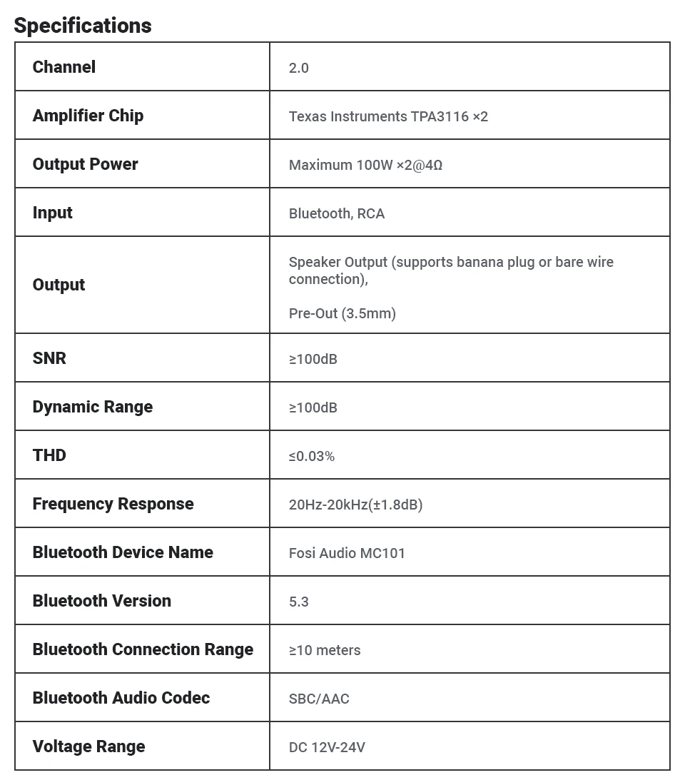 Fosi Audio MC101 Bluetooth-Stereoverstärker Home Audio Mini-Verstärker mit VU-Meter 2-Kanal-HiFi-Empfänger für passive Lautsprecher – Detail 20