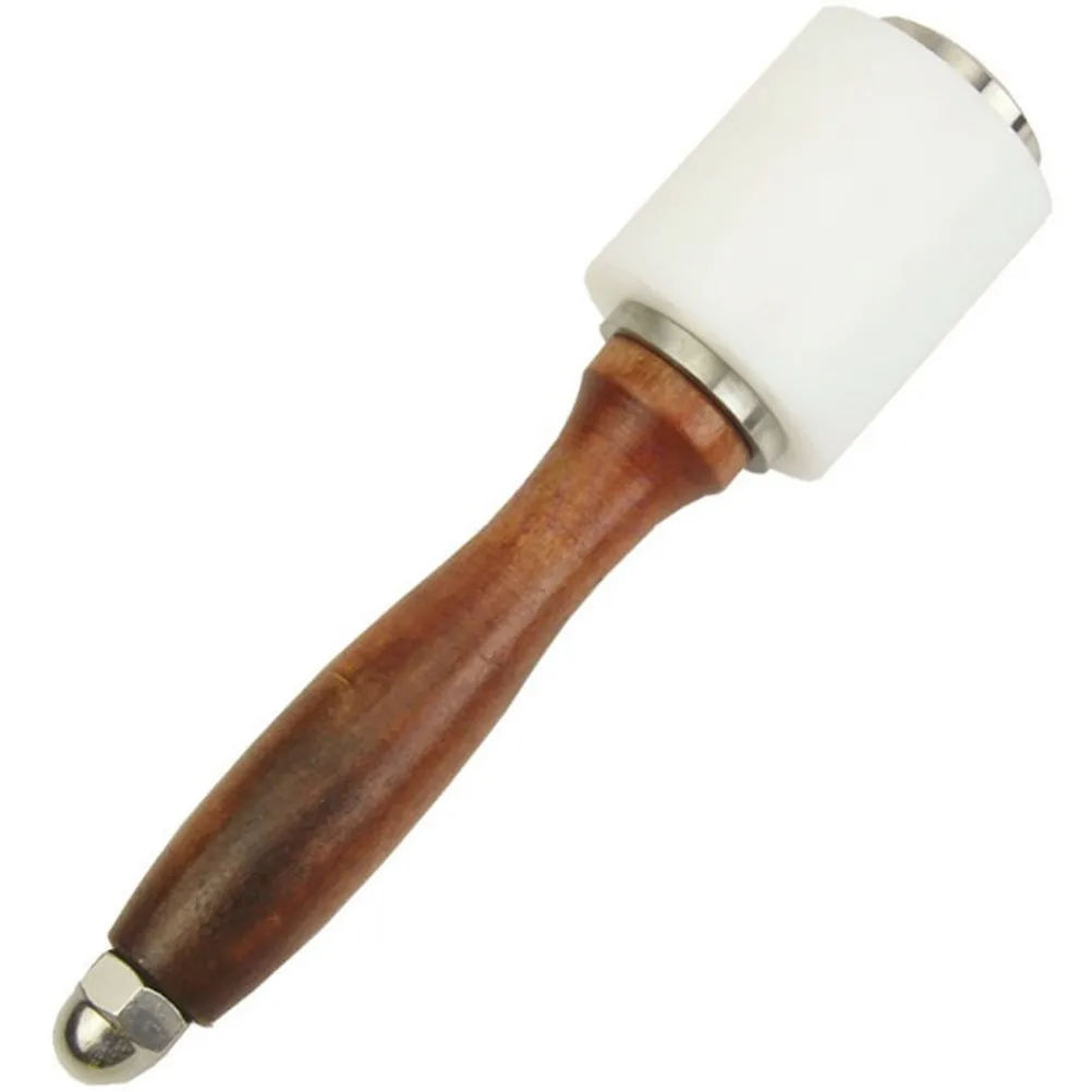 Professional Leathercraft Carving Hammer Nylon Face Solid Wood Handle 8.3inch for Embossing Stamping Carving Tool Sewing