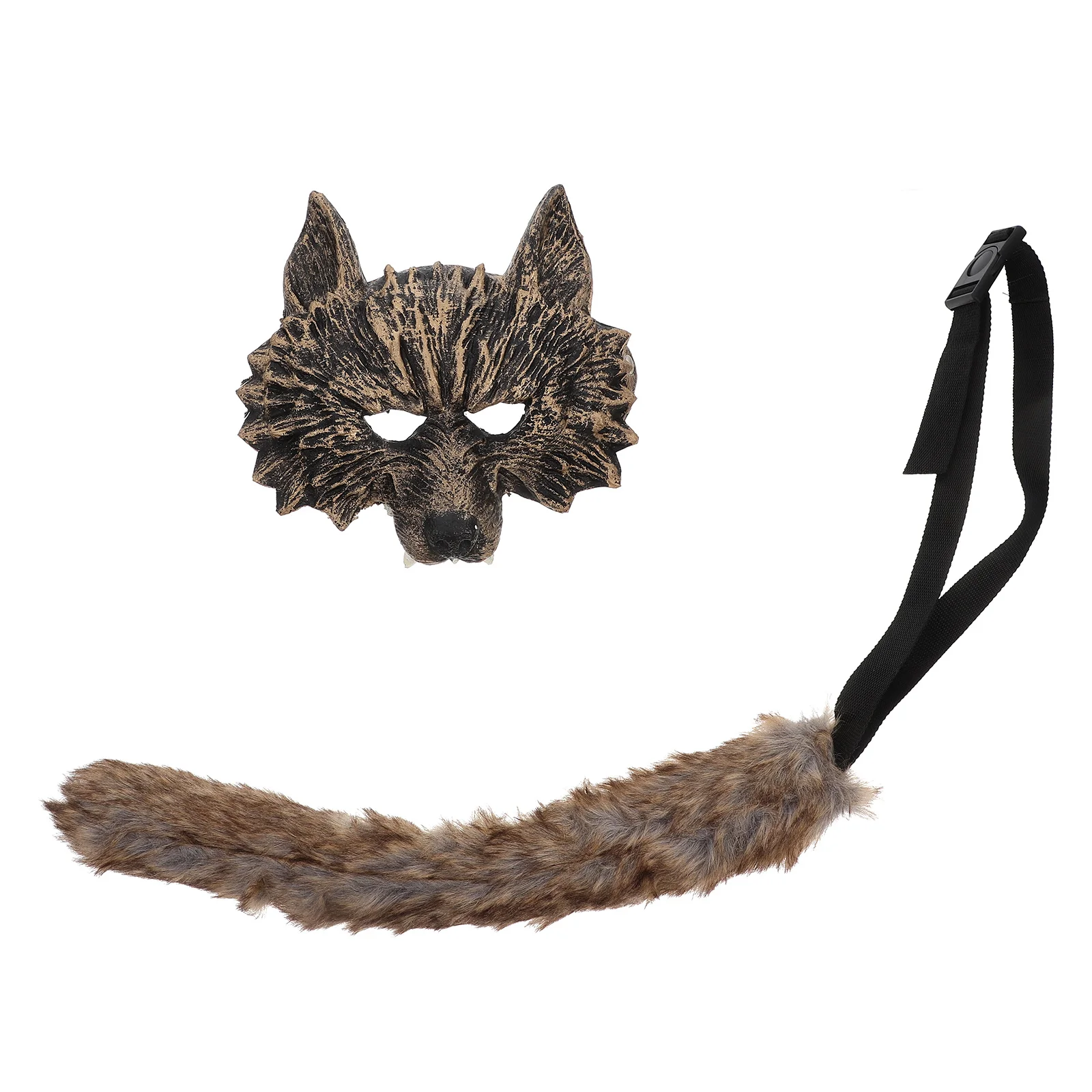 Conjunto de disfraz de hombre lobo para adultos y niños con máscara de lobo realista y cola para mascarada de Halloween, fiestas temáticas, espectáculos escénicos