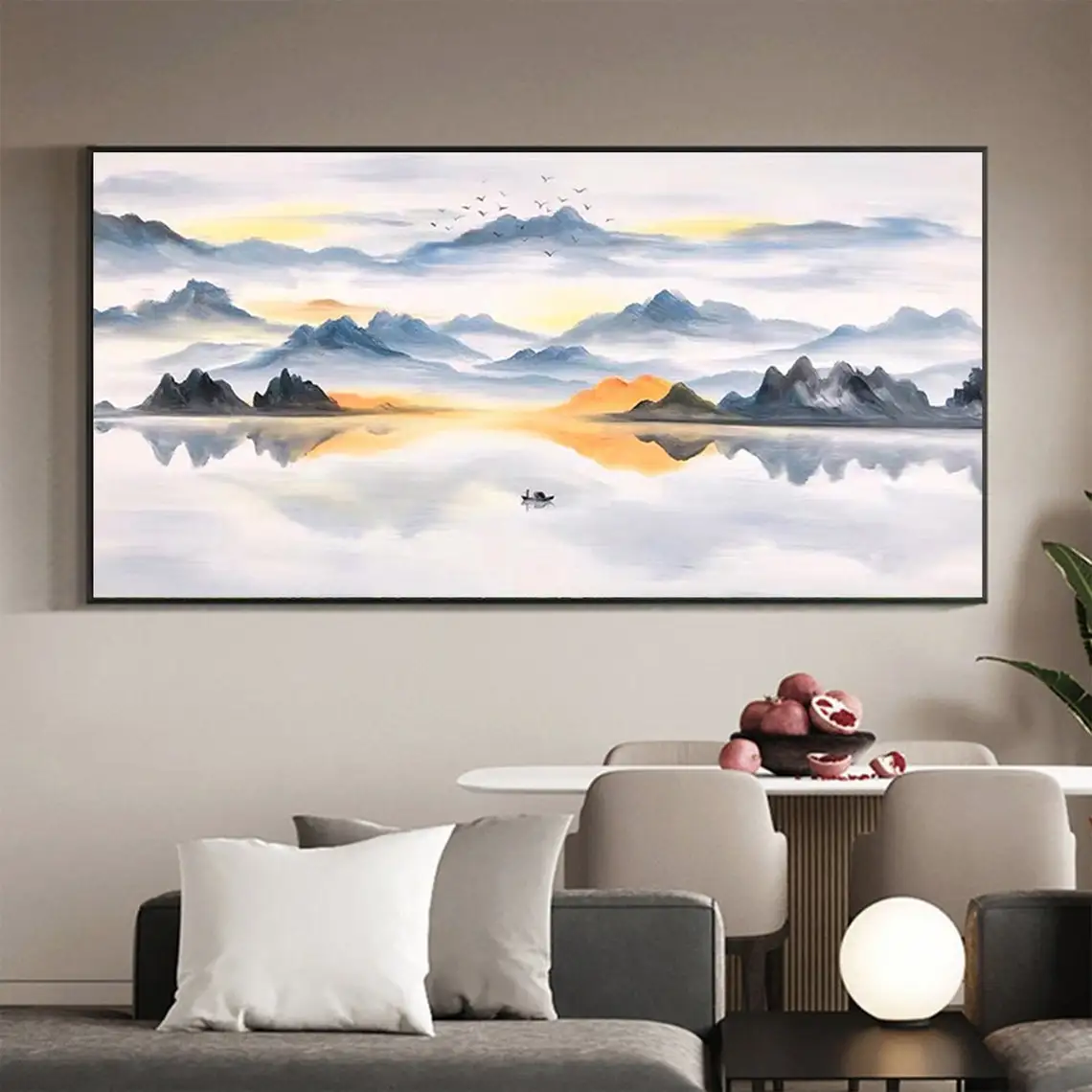 Abstract Mountain Lake Oil Painting Hand Painted On Canvas Nature Landscape Painting Modern Art Work Home Decor Large Wall Art