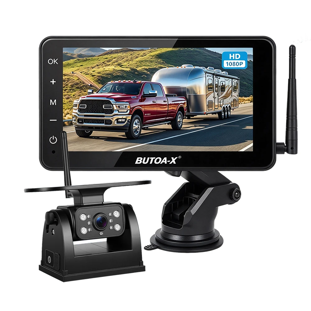 7 Inch Magnetic Solar Wireless Backup Camera Wifi Monitor 1 Min Easy Install for Car Truck RV Waterproof Rear Side Cameras