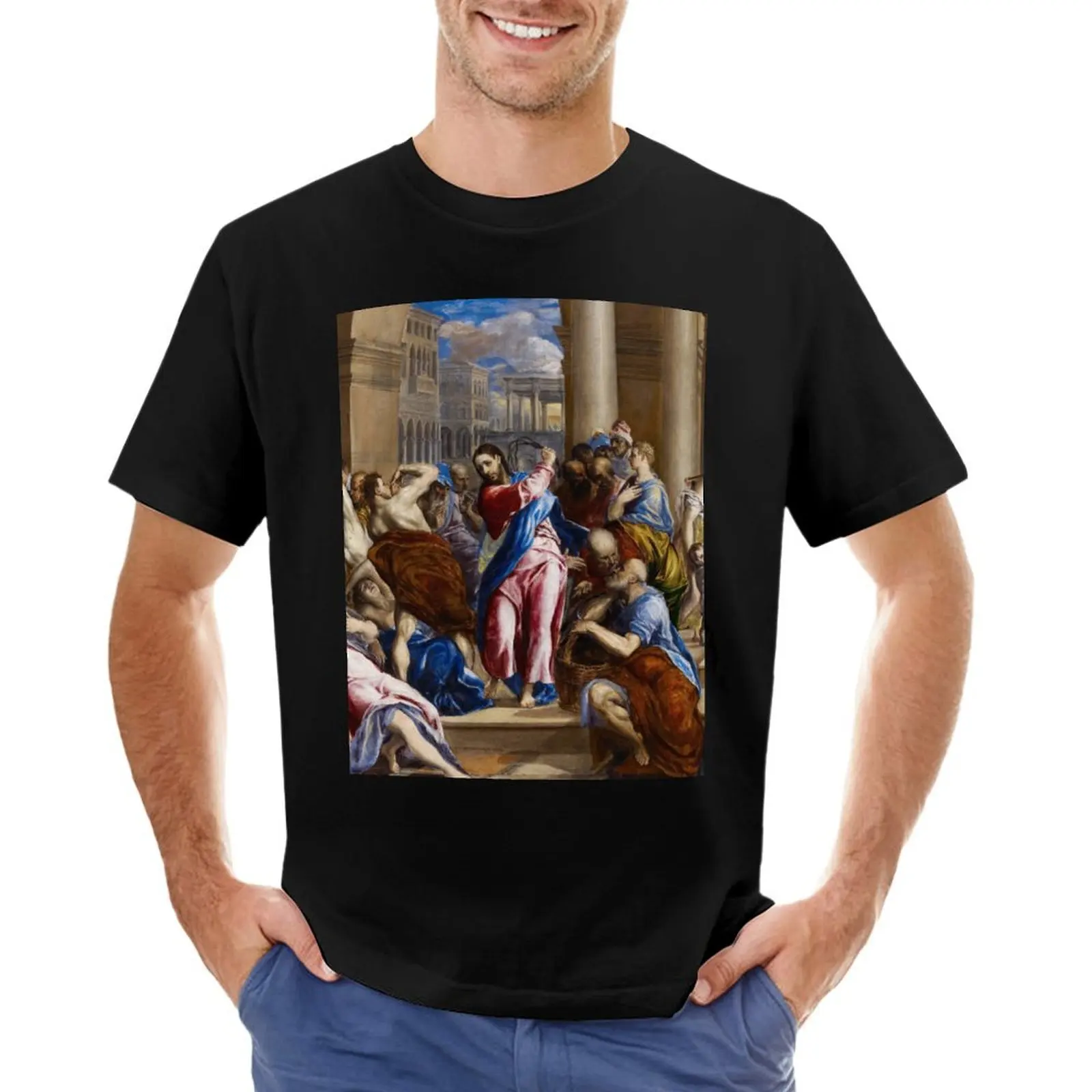 Jesus Christ Driving the Money Changers from the Temple Christian art painting by El Greco Cleansing of the Temple 1600A T-Shirt