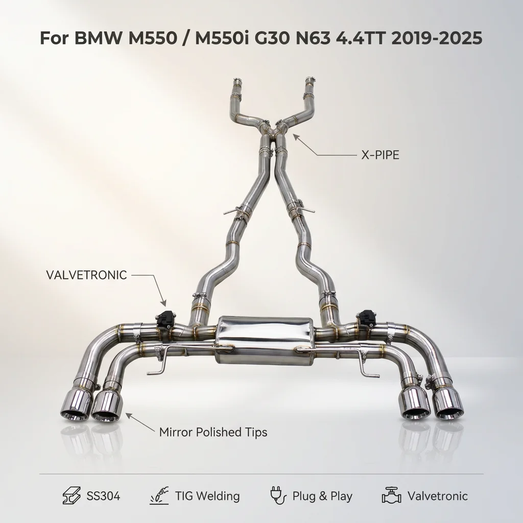

SUS304 Exhaust Pipe System For BMW M550 M550i G30 N63 4.4L 2019-2025 | Electronic Valve With Independent Controller