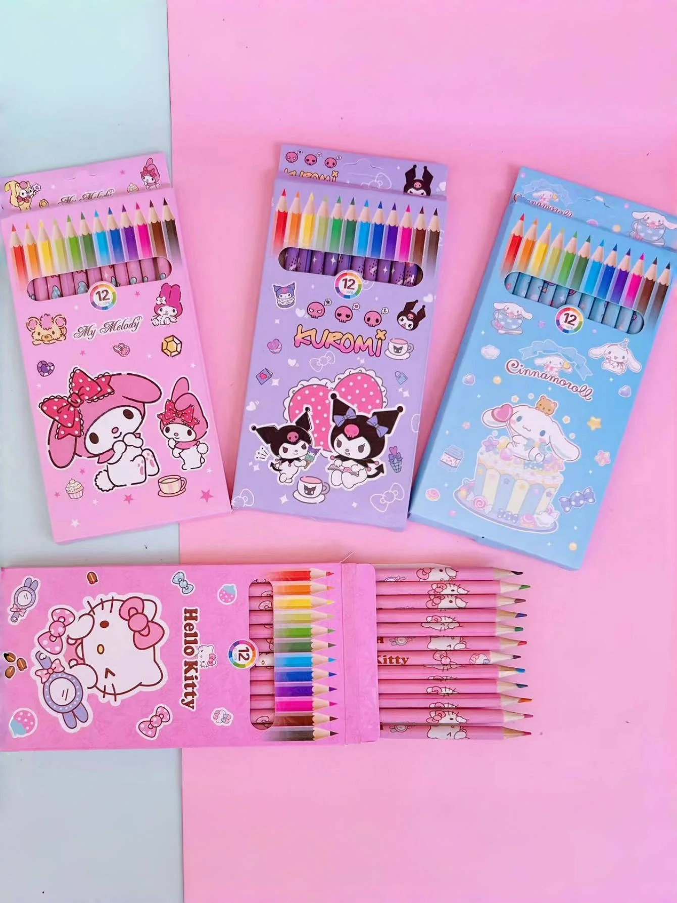 12 قطعة/صندوق سانريو هيلوكيتي قلم رصاص ملون 12 لونًا | أقلام رسم جرافيتي ماي ميلودي سينامورول للوازم الفنية للطلاب #6