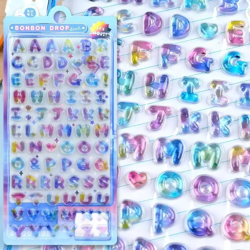 الملونة 3D الكرتون الأبجدية الإغاثة ملصق DIY مجلة مخطط صور زينة طالب مكافأة ملصق القرطاسية #3