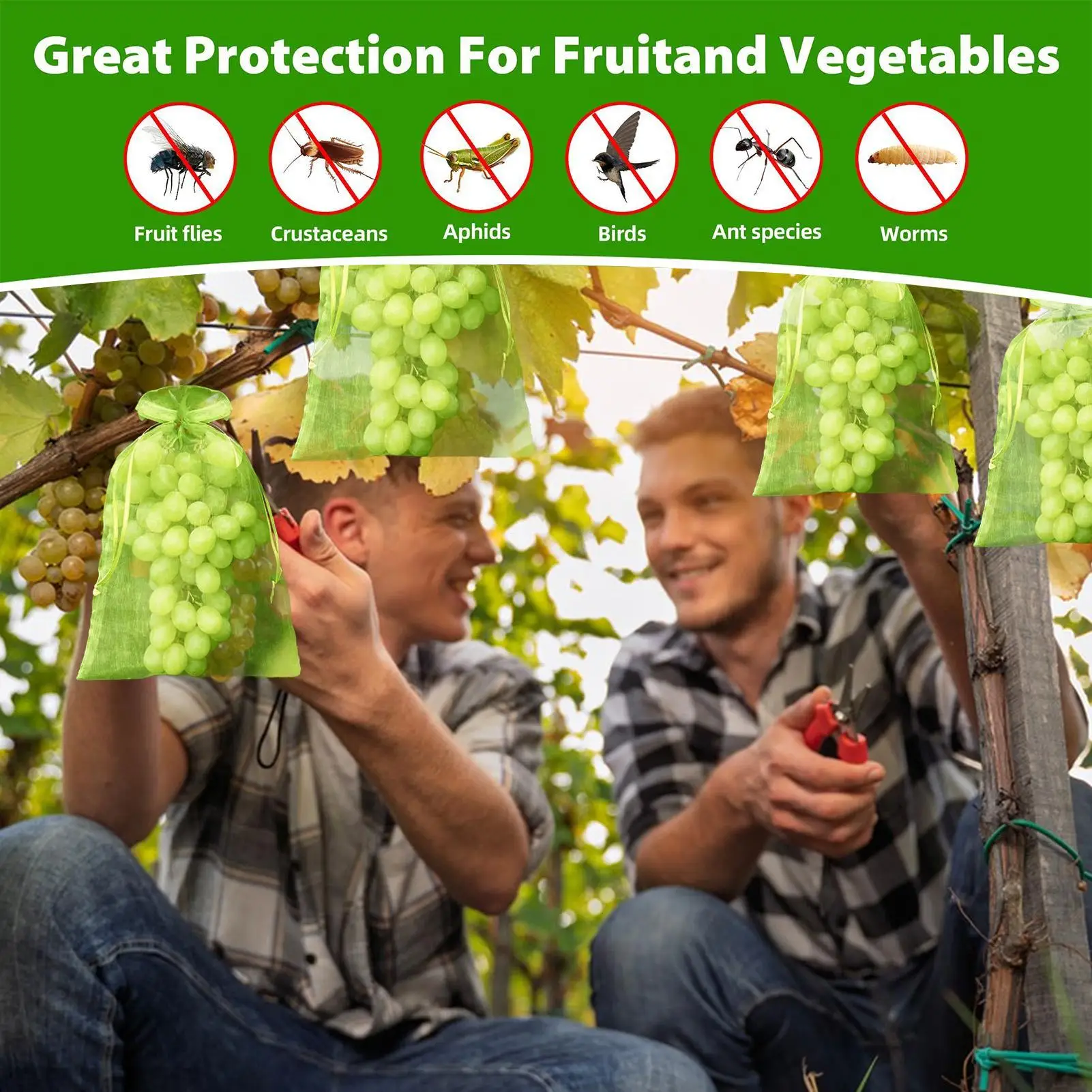 

Mesh Bags Drawstring 200 Pieces Drawstring Net Bag Garden Supplies For Food Outdoors Growing Planting Gathering Horticulture