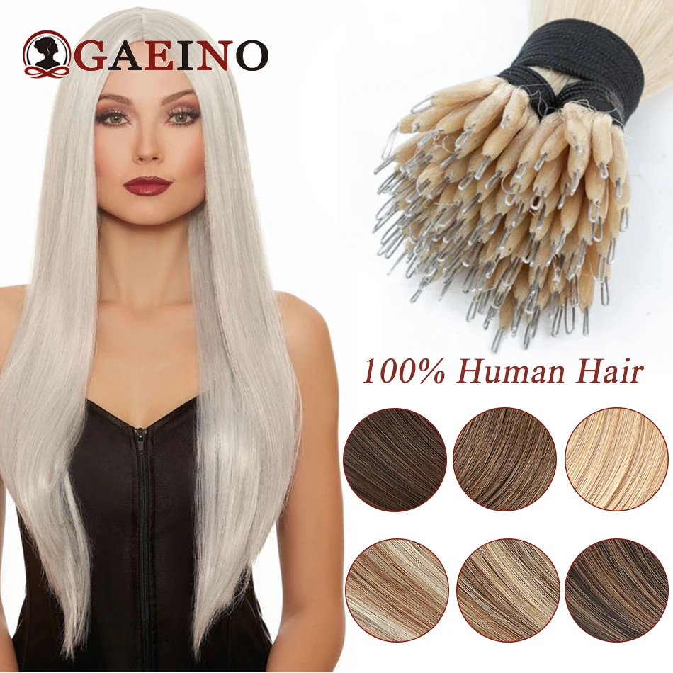 Straight Nano Ring Hair Extensions Real Human Hair Keratin Capsule Nano Ring Fusion Hair Extensions Grey Hair For Salon 1G/Pc