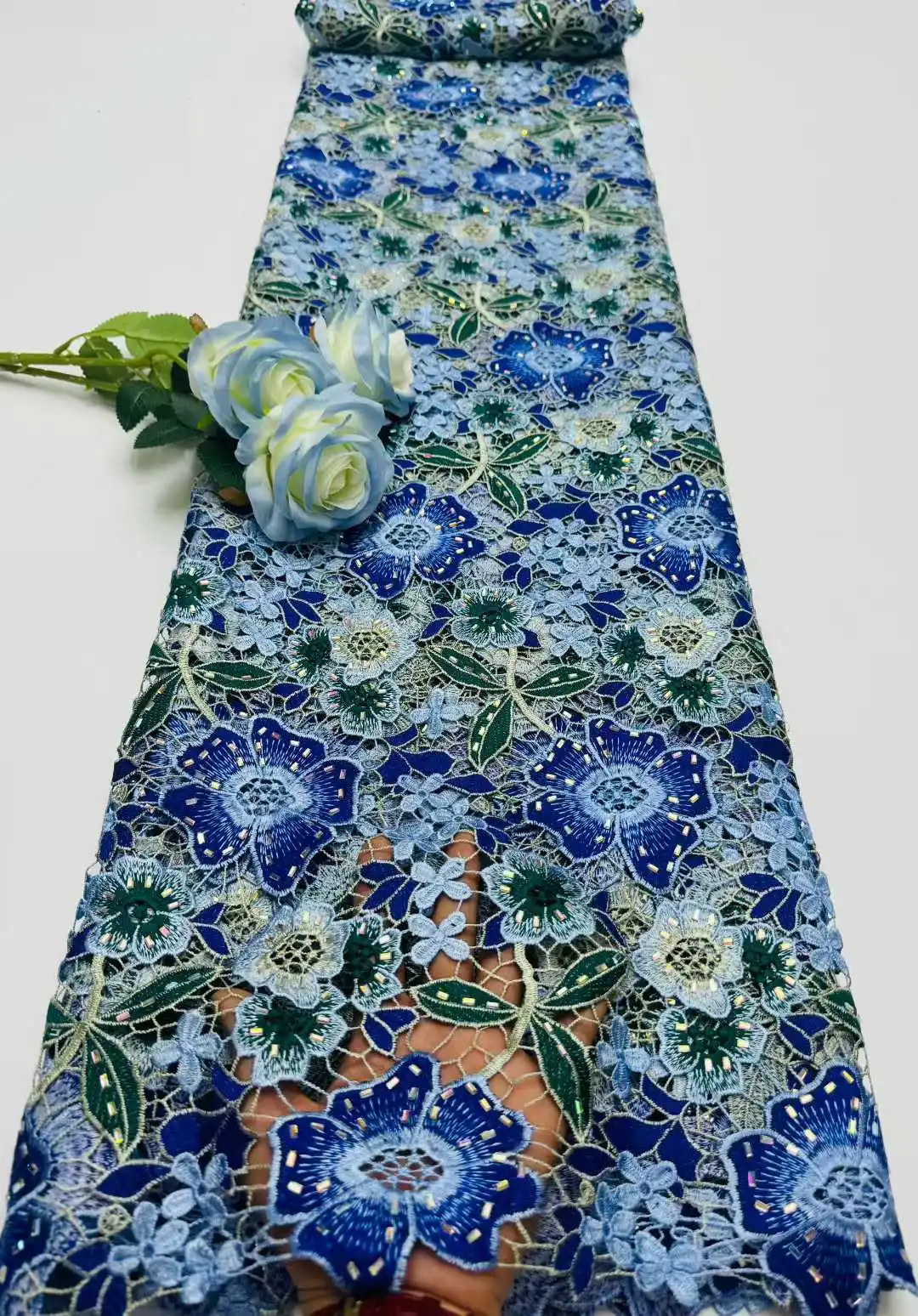 

2026Высококачественная африканская нигерийская хлопковая кружевная ткань с блестками и вышивкой, тюль для свадебного платья, шифон