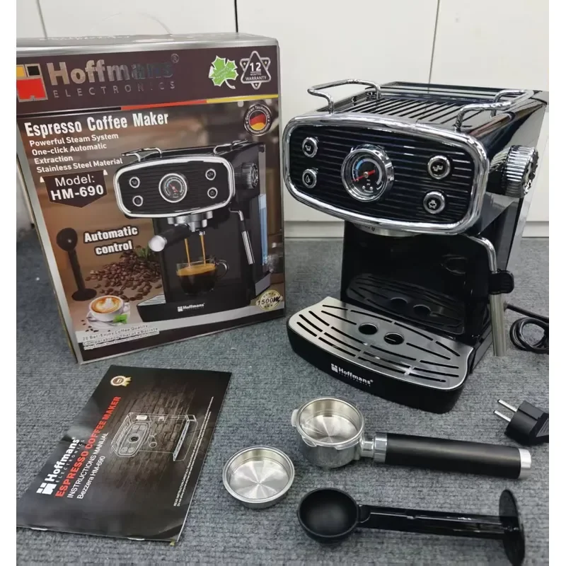 High-end kitchen appliances Hoffmans HM-690 1500W espresso machine 20 bar pressure automatic coffee machine, retro aesthetic