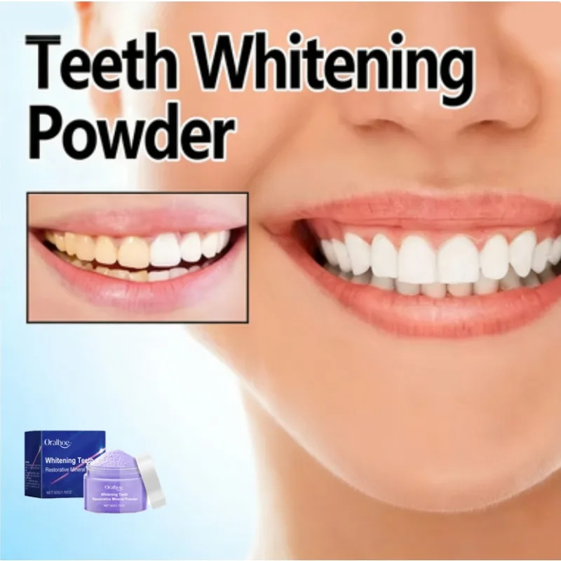 Simple Purple Whitening Powder - Covering Stains, Non Allergic - Enamel Safe Toothpaste Whitening Powder
