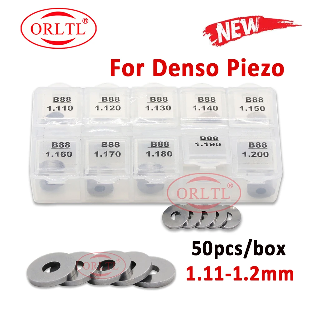 

Diesel Injector Washer B88 Adjustment Shim Gasket 1.11-1.2mm 50 PCS 23670-0E060 3670-0E070 for DENSO PIEZO 23670-0E010 / 0E020