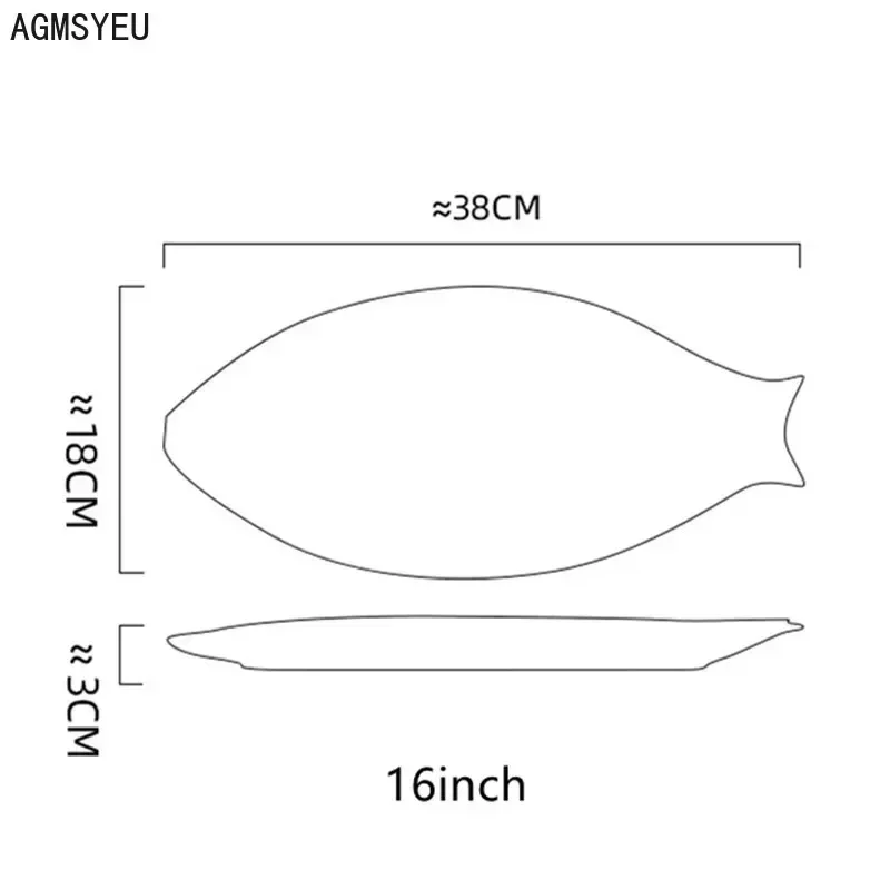 家の魚の形をした創造的なセラミック食器,シンプルな白い洗面器,大きなプレート,ホテルのキッチン食器