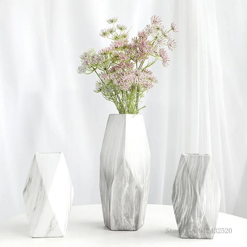 Mattierte Vase mit nordischem Marmormuster, kreative Heimdekoration aus Keramik, Wohnzimmer- und Schlafzimmerdekoration, modernes Kunsthandwerk, 1 Stück