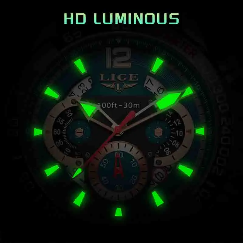 LIGE ساعات رجالية التقويم مقاوم للماء سيليكون الشريط موضة ساعة كوارتز ساعة اليد ساعات مضيئة للرجال relogios masculino