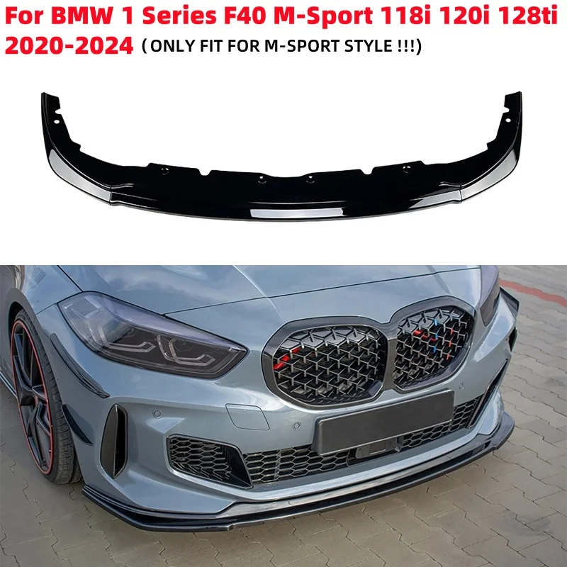 

ABS Glossy Black/Carbon Fiber Front Bumper Lip Diffuser Spoiler Kit For BMW 1 Series F40 M-Sport 118i 120i 128ti 2020-2024