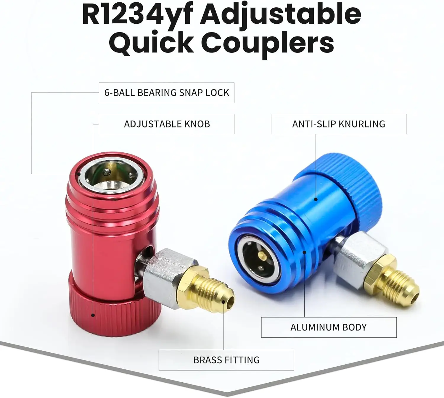R1234yf アダプター、高圧/低圧側 R1234yf 手動クイックカプラーアダプター /C システム真空充電用、1/4 インチオス Po