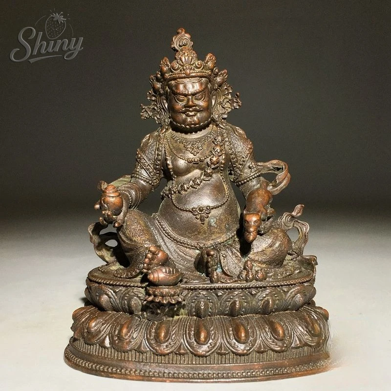 Antique Tibetan Buddhist Yellow Jambhala Tsanbala Statue Buddha Statue Statues for Decoration Home Decor