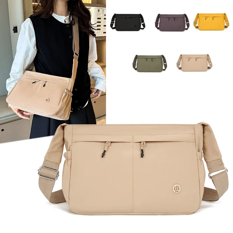 

Crossbody Bag for Women Large Capacity Waterproof Nylon Side Pocket Multi Compartment Wide Strap Travel Messenger Satchel Purse