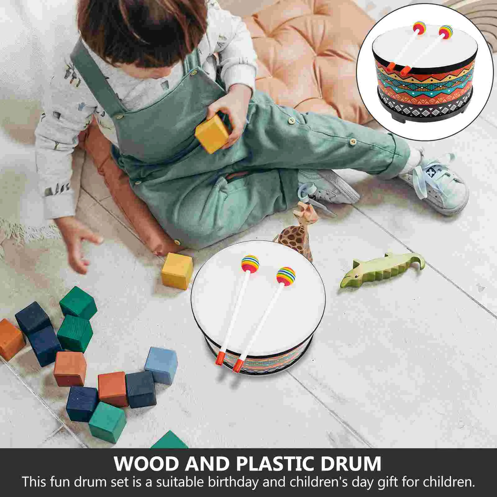 Kit di batteria Strumento a percussione per bambini Giocattoli per bambini Legno musicale per bambini Educazione precoce