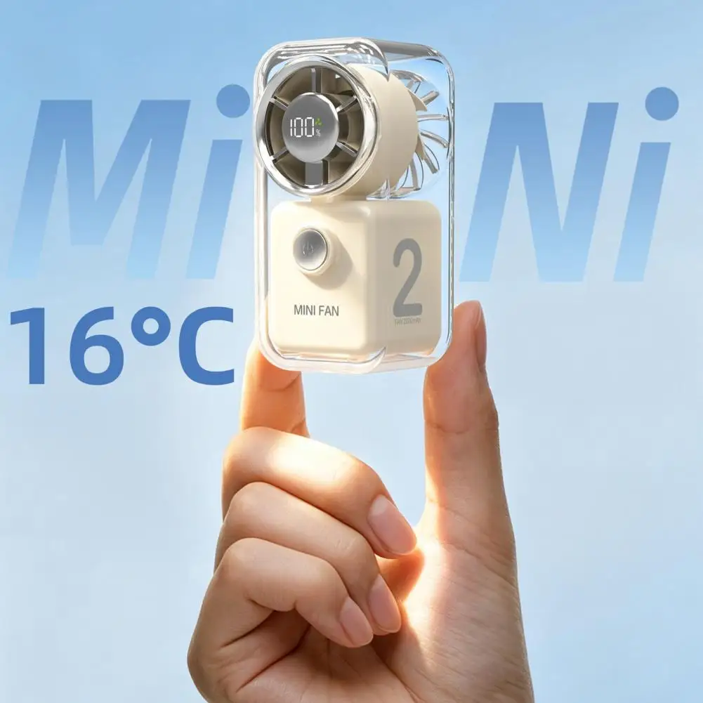 Lightweight Handheld Fan, Crystal Cyber Portable Mini Fan With Smart Display, 3-Speed USB Rechargeable Pocket Fan For Outdoor
