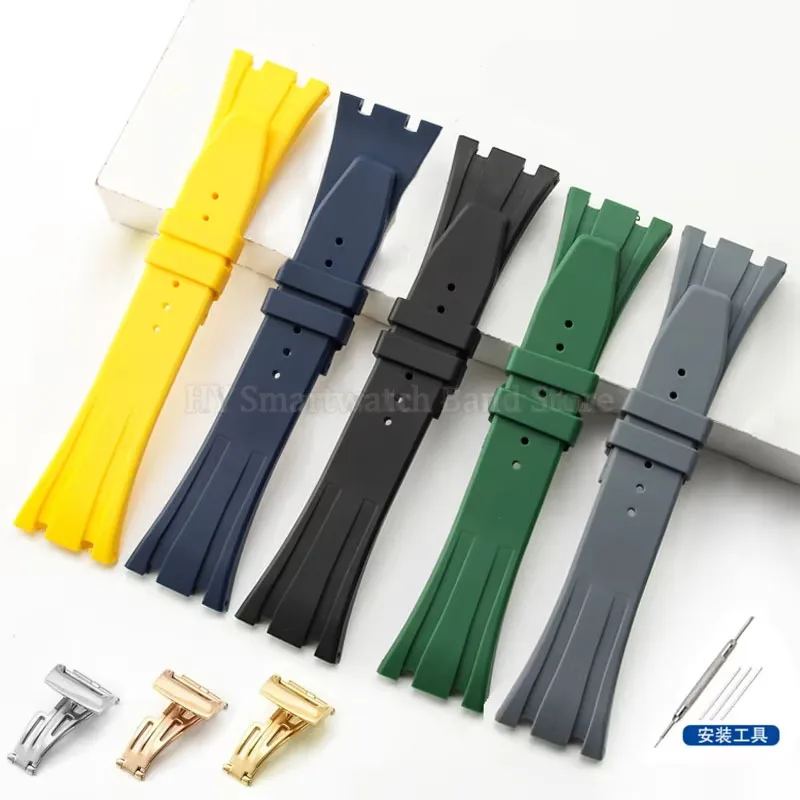 26 مللي متر حزام ساعة سيليكون ل رويال اوك 15703/15500/26331 مطاط مقاوم للمياه المعصم الفرقة الرياضة سوار الغوص حزام (استيك) ساعة ل GA