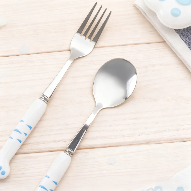 

Набор столовых приборов с милой кошачьей лапой, вилка из нержавеющей стали, ложка с коробкой для хранения, столовая посуда, столовое серебро, аксессуары для обеда, бенто