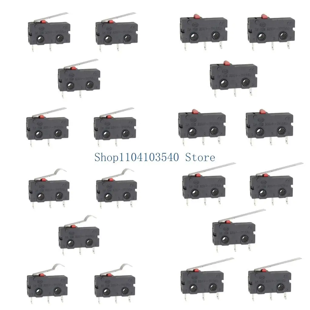 02DC Limit Control Microswitch Assembly, KW11 KW12 Contact Button Unit with Black Housing and 5A 125V 250V Rating Body