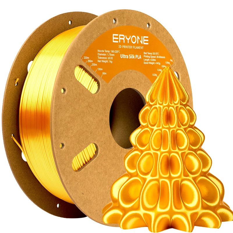 ERYONE 1KG Ultra-Seide PLA 3D-Drucker Filament 1,75mm, Seidig Glänzende Oberfläche, Glänzend Glatte Oberfläche Lebendige Farbe 1kg Spule