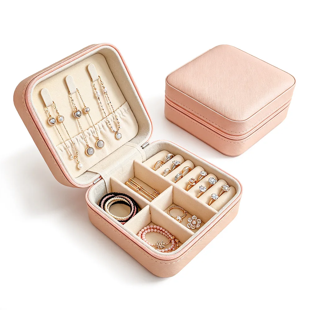 Square Mini Jewelry Box Travel Earring Ring Storage Organizer Cross-Border Compact Jewelry Case for Jewelry Storage Protection