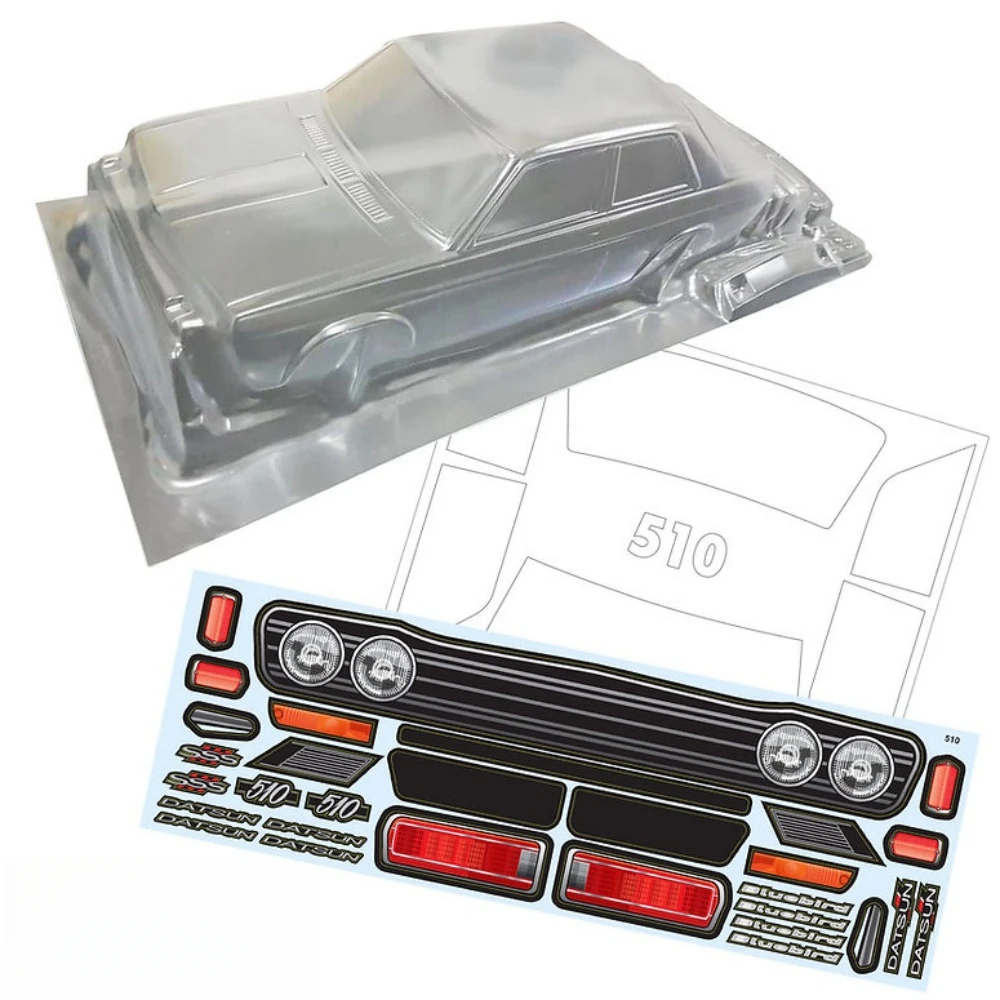 ขนาด 1/10 Datsun 510 Lexan Body W/Light Buckle fit Tamiya TT01 TT02 XV01 XV02 Kyosho fazer mk2 257-260mm ฐานล้อ