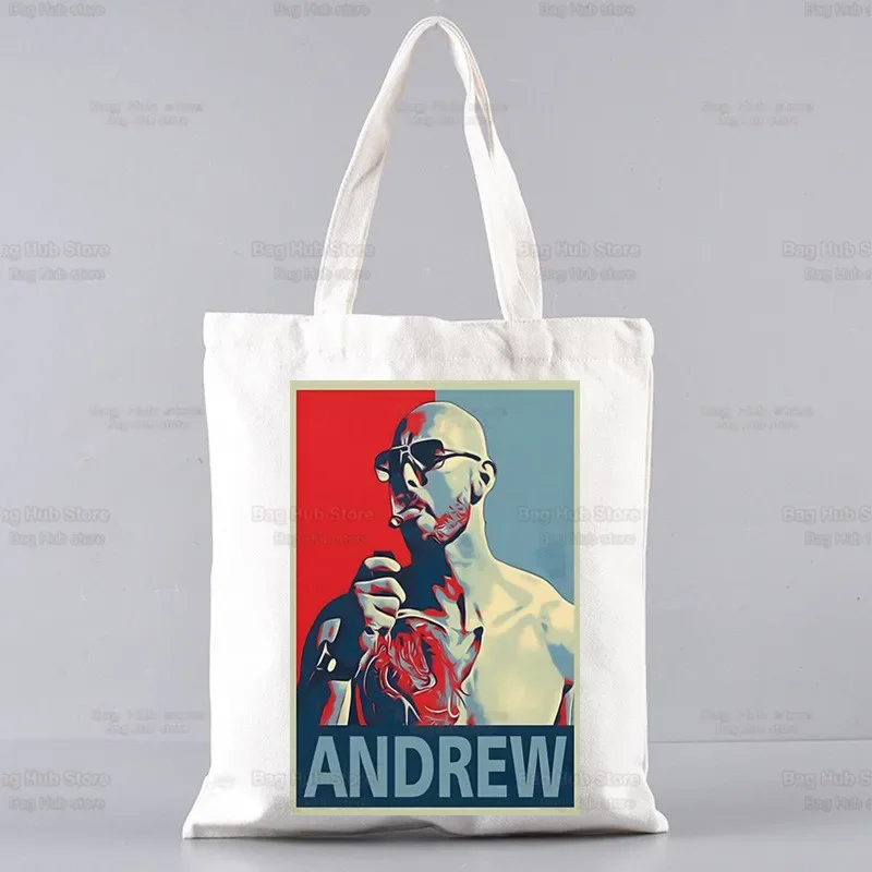 Andrew Tate Free Top G Shopper Bags กระเป๋าช้อปปิ้ง Tote Bag กระเป๋าสะพายไหล่ กระเป๋าผ้าแคนวาส กระเป๋าถือวิทยาลัยความจุขนาดใหญ่