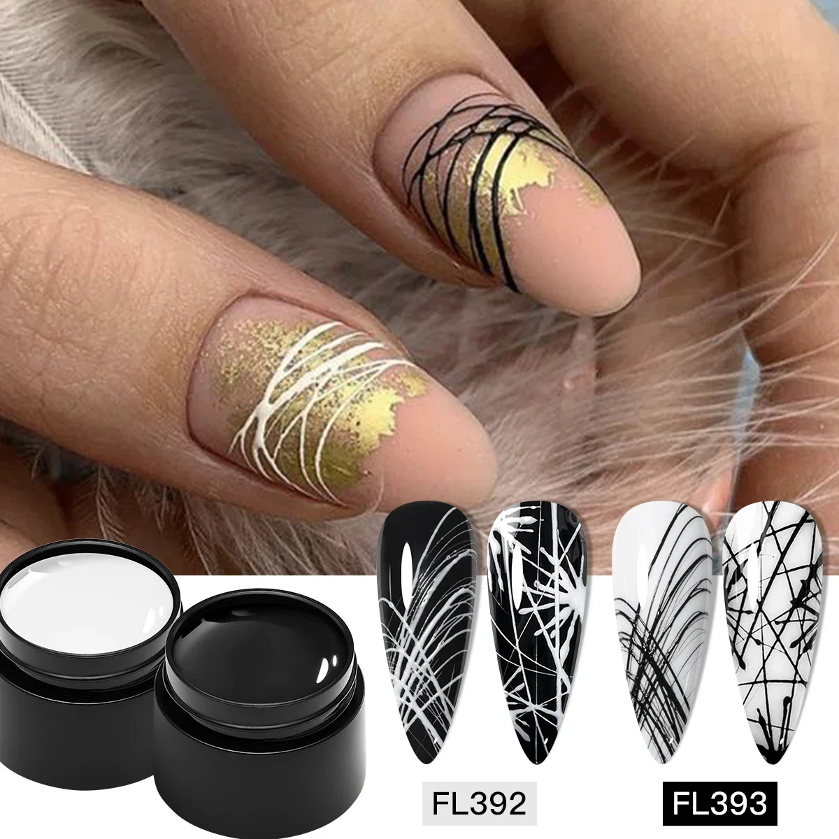 2/4pcs White Black Silver Spider Drawing Gel Nail Polish Set UV Painting Outline Gel Varnish Nails Art Manicure Nail Supplies
